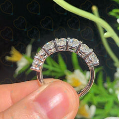 3.50 CTW Oval Cut Half Eternity Lab Grown Diamond Ring for Women