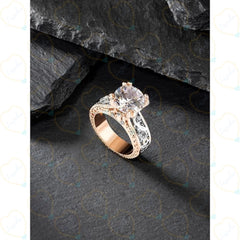 0.90 CTW Round Cut Art Deco Lab Grown Diamond Ring for Women