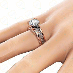 0.90 CTW Round Cut Art Deco Lab Grown Diamond Ring for Women