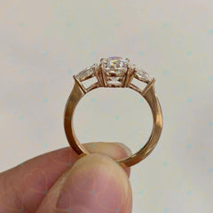 0.80 CTW Oval Cut 3 Stone Lab Grown Diamond Ring for Women