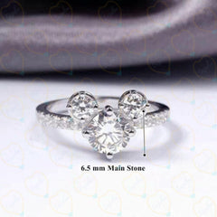 0.50 TCW Round Cut Solitaire With Accents Lab Grown Diamond Ring for Women