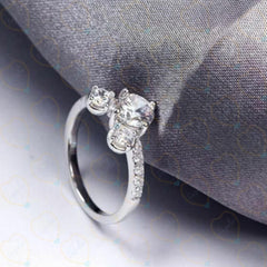 0.50 TCW Round Cut Solitaire With Accents Lab Grown Diamond Ring for Women