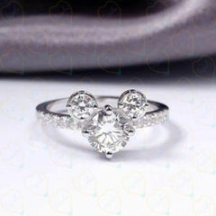 0.50 TCW Round Cut Solitaire With Accents Lab Grown Diamond Ring for Women