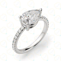 1.20 CTW Pear Cut Solitaire With Accents Lab Grown Diamond Ring for Women