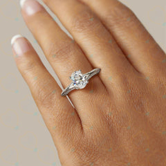 0.80 CTW Oval Cut Split Shank Lab Grown Diamond Ring for Women