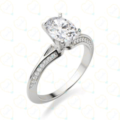 0.80 CTW Oval Cut Split Shank Lab Grown Diamond Ring for Women