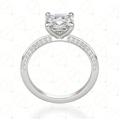 1.50 CTW Cushion Cut Solitaire With Accents Lab Grown Diamond Ring for Women