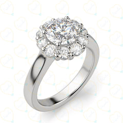 1.00 CTW Round Cut Halo Lab Grown Diamond Ring for Women