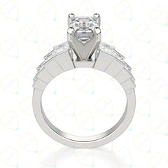 1.50 CTW Emerald Cut Solitaire With Accents Lab Grown Diamond Ring for Women