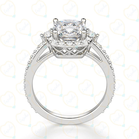 1.50 CTW Cushion Cut Halo Lab Grown Diamond Ring for Women