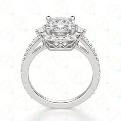 1.50 CTW Cushion Cut Halo Lab Grown Diamond Ring for Women