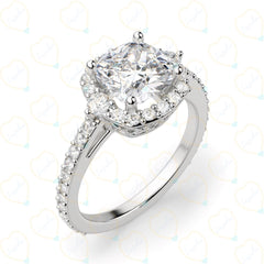 1.50 CTW Cushion Cut Halo Lab Grown Diamond Ring for Women