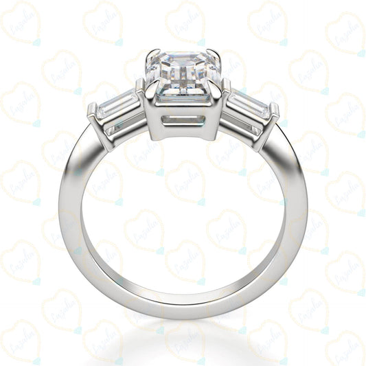 1.00 CTW Emerald Cut 3 Stone Lab Grown Diamond Ring for Women