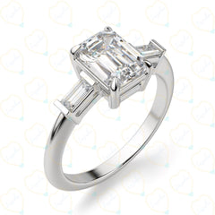 1.00 CTW Emerald Cut 3 Stone Lab Grown Diamond Ring for Women