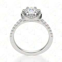 1.70 TCW Round Cut Halo Lab Grown Diamond Ring for Women