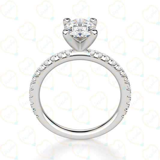 0.80 CTW Oval Cut Solitaire With Accents Lab Grown Diamond Ring for Women