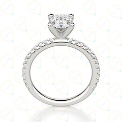 0.80 CTW Oval Cut Solitaire With Accents Lab Grown Diamond Ring for Women