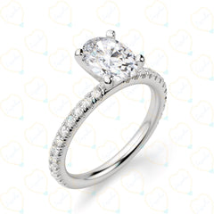 0.80 CTW Oval Cut Solitaire With Accents Lab Grown Diamond Ring for Women