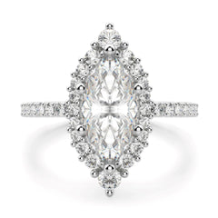 Marquise Cut Halo Lab Grown Diamond Ring for Women