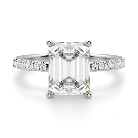 1.00 TCW Emerald Cut Solitaire With Accents Lab Grown Diamond Ring for Women