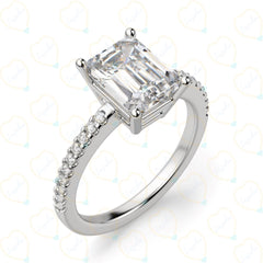 1.00 TCW Emerald Cut Solitaire With Accents Lab Grown Diamond Ring for Women