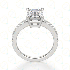 1.00 TCW Emerald Cut Solitaire With Accents Lab Grown Diamond Ring for Women