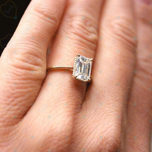 1.80 CTW Emerald Cut Solitaire Lab Grown Diamond Ring for Women