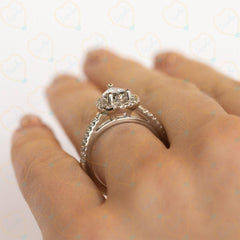 1.20 CTW Pear Cut Halo Lab Grown Diamond Ring for Women