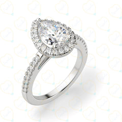 1.20 CTW Pear Cut Halo Lab Grown Diamond Ring for Women