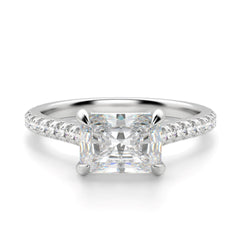 1.00 CTW Radiant Cut Solitaire With Accents Lab Grown Diamond Ring for Women