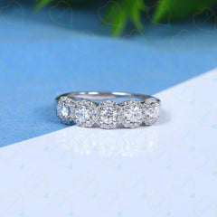 2.50 CTW Round Cut Half Eternity Lab Grown Diamond Ring for Women