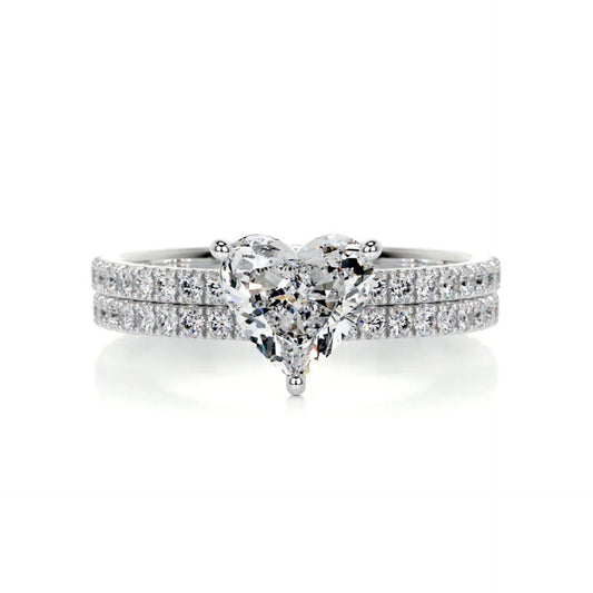 2.00 CTW Heart Cut Bridal Set Lab Grown Diamond Ring for Women