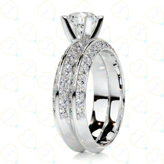 1.00 CTW Round Cut Bridal Set Lab Grown Diamond Ring for Women