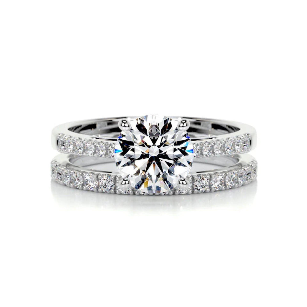 1.70 CTW Round Cut Bridal Set Lab Grown Diamond Ring for Women