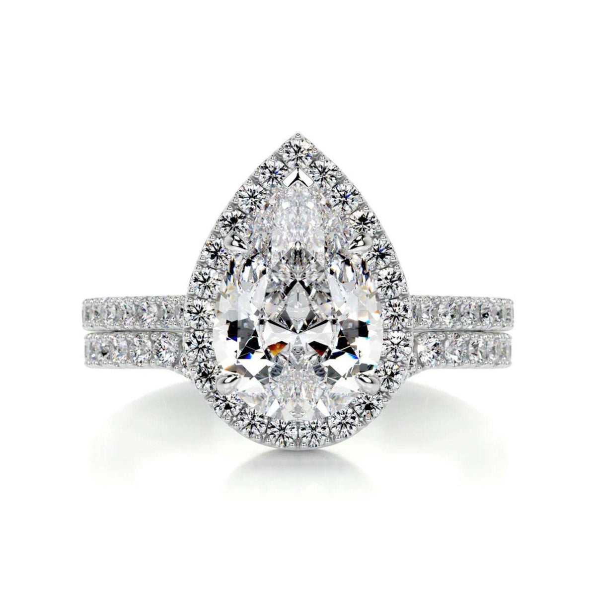 2.00 CTW Pear Cut Bridal Set Lab Grown Diamond Ring for Women