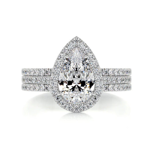 1.20 CTW Pear Cut Trio Set Lab Grown Diamond Ring for Women