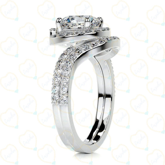 1.30 CTW Round Cut Bridal Set Lab Grown Diamond Ring for Women