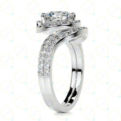 1.30 CTW Round Cut Bridal Set Lab Grown Diamond Ring for Women