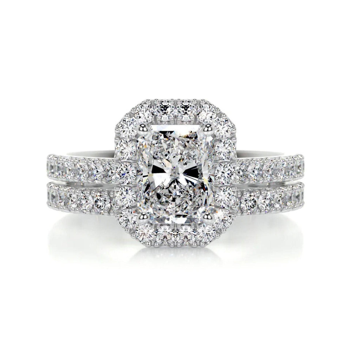 1.00 CTW Radiant Cut Bridal Set Lab Grown Diamond Ring for Women