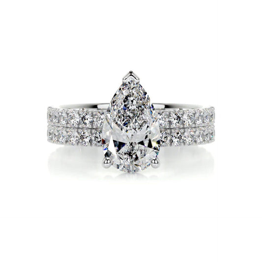 2.00 CTW Pear Cut Bridal Set Lab Grown Diamond Ring for Women