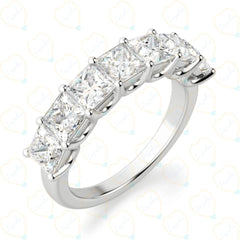 7.00 CTW Princess Cut Half Eternity Lab Grown Diamond Ring for Women