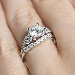 1.30 CTW Round Cut Bridal Set Lab Grown Diamond Ring for Women