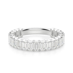 11.50 CTW Emerald Cut Half Eternity Lab Grown Diamond Ring for Women