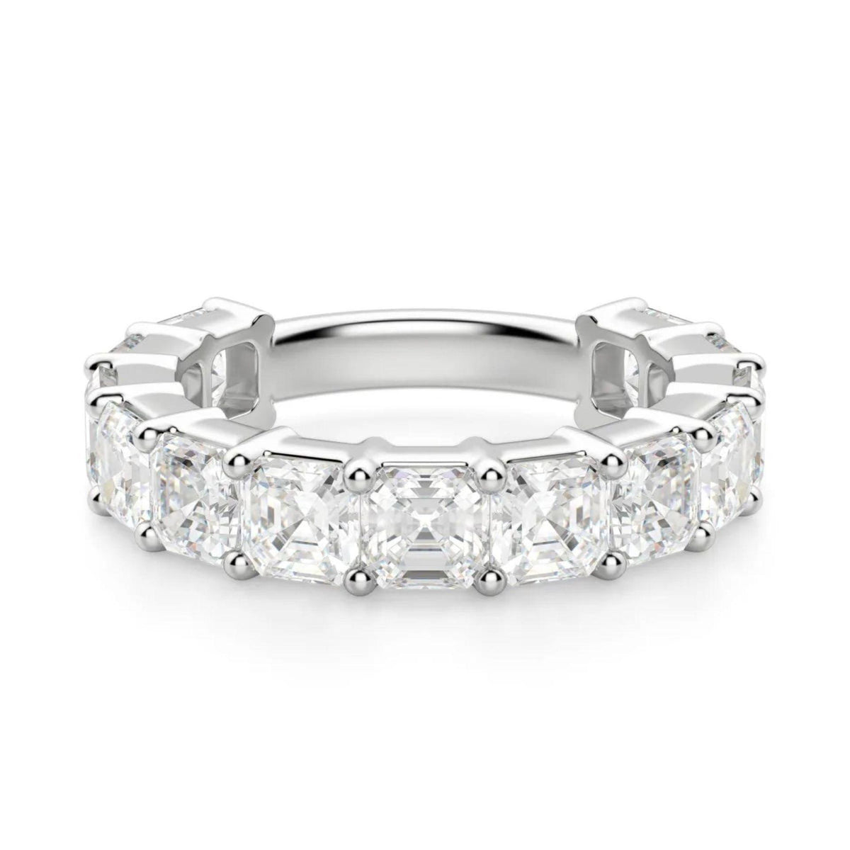 10.00 CTW Asscher Cut Half Eternity Lab Grown Diamond Ring for Women