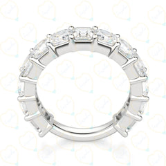 10.00 CTW Asscher Cut Half Eternity Lab Grown Diamond Ring for Women