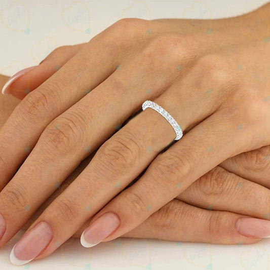 2.70 CTW Round Cut Half Eternity Lab Grown Diamond Ring for Women