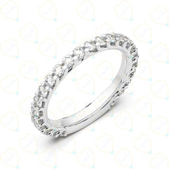 2.70 CTW Round Cut Half Eternity Lab Grown Diamond Ring for Women