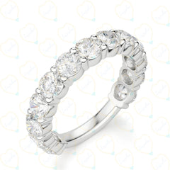 6.50 CTW Round Cut Half Eternity Lab Grown Diamond Ring for Women