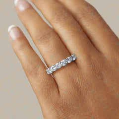 6.50 CTW Round Cut Half Eternity Lab Grown Diamond Ring for Women