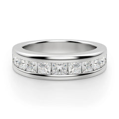 1.00 CTW Princess Cut Half Eternity Lab Grown Diamond Ring for Women